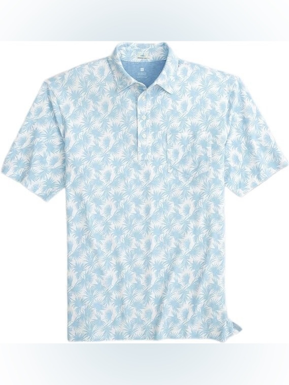 Johnnie-O Blue & White Tropical palm tree print polo shirt Sz 3XL
